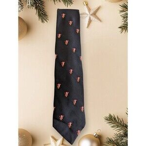 John Weitz Necktie Men Blue Red Santa Clause 100% Polyester 55" Christmas Hoho